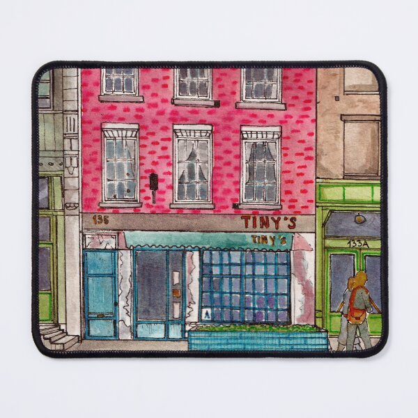 Item preview, Tribeca Manhattan New York City Art Print - Iconic Tiny's 135 and The Bar Upstairs designed and sold by Wall-Art-Sketch.