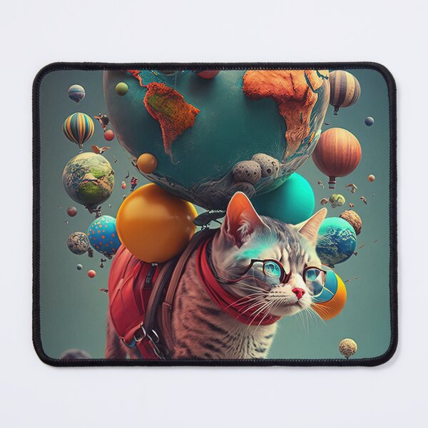 Item preview, Environmentalist Cyberpunk Cat celebrating Earth Day - surrealist AI Generated Art designed and sold by Flowsaiartshop.