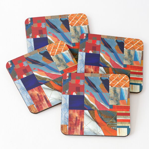Item preview, patchwork in vibrant colours of fabric and leather  designed and sold by m14arts.