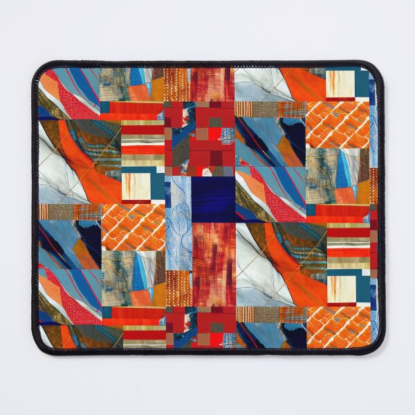 Item preview, patchwork in vibrant colours of fabric and leather  designed and sold by m14arts.