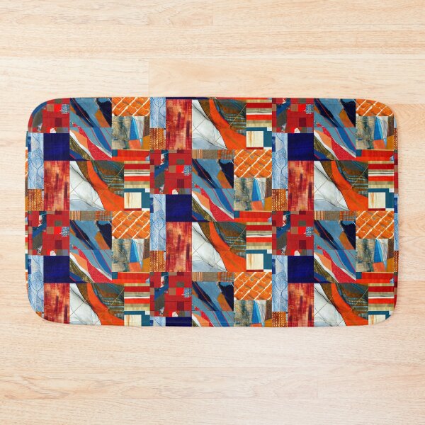 Item preview, patchwork in vibrant colours of fabric and leather  designed and sold by m14arts.