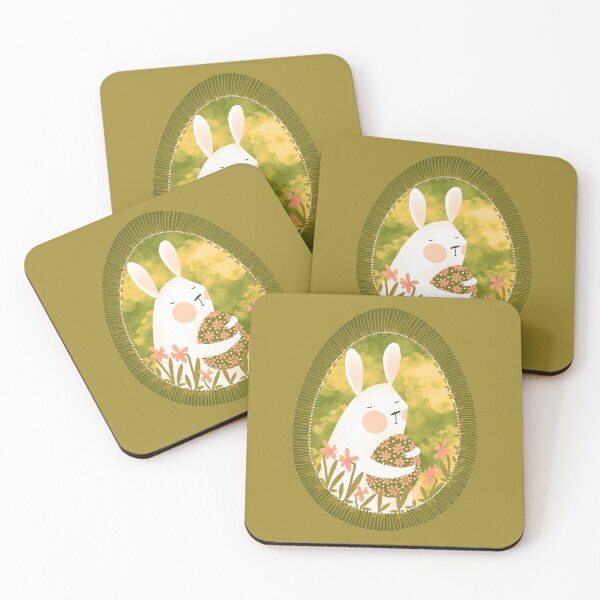 Item preview, Cute white bunny with floral easter egg decoration, version 4 designed and sold by IULIART.