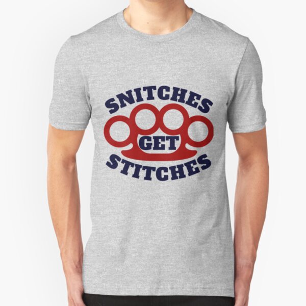 Heathen Snitches Get Stitches T-Shirt - 100% Cotton Regular Fit Red Graphic Tee