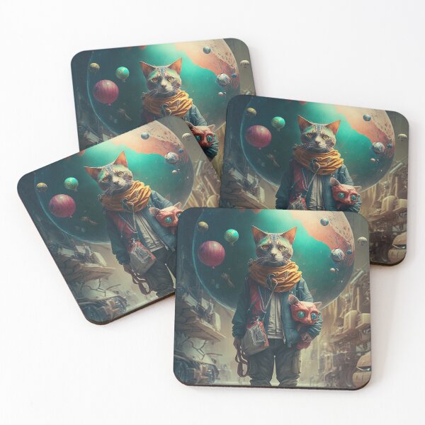 Item preview, Environmentalist Cyberpunk Cat celebrating Earth Day - surrealist AI Generated Art designed and sold by Flowsaiartshop.