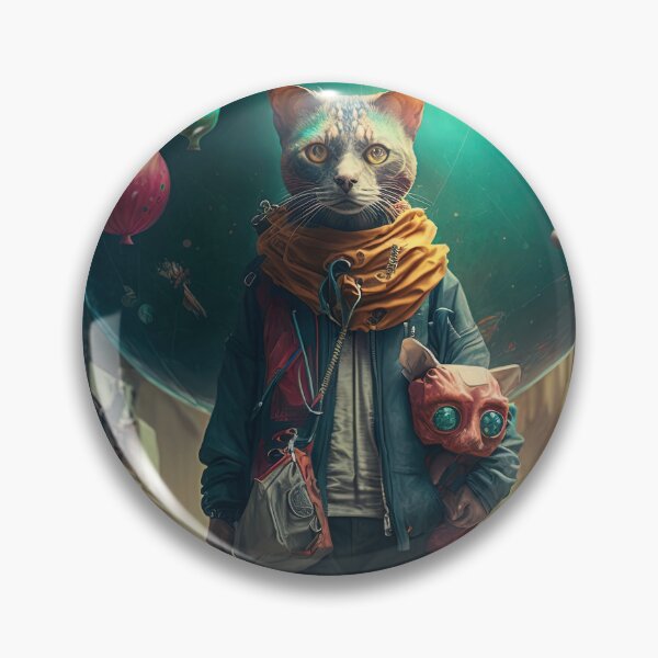 Item preview, Environmentalist Cyberpunk Cat celebrating Earth Day - surrealist AI Generated Art designed and sold by Flowsaiartshop.