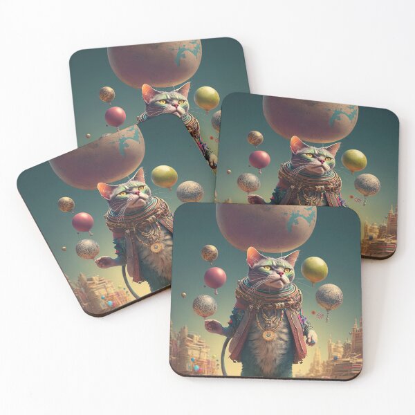 Item preview, Environmentalist Cyberpunk Cat celebrating Earth Day - surrealist AI Generated Art designed and sold by Flowsaiartshop.
