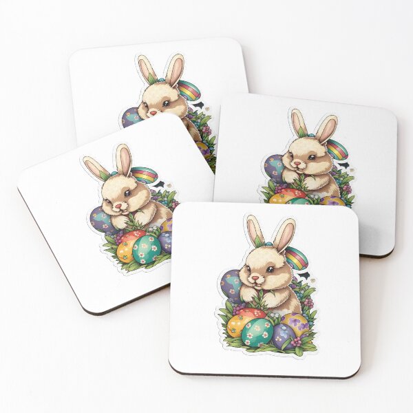 Item preview, cute adorable easter bunny eggs fun art sticker design rabbit holiday designed and sold by Stickerfied.