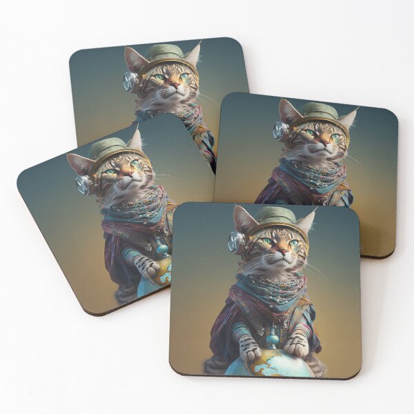 Item preview, Environmentalist Cyberpunk Cat celebrating Earth Day - surrealist AI Generated Art designed and sold by Flowsaiartshop.