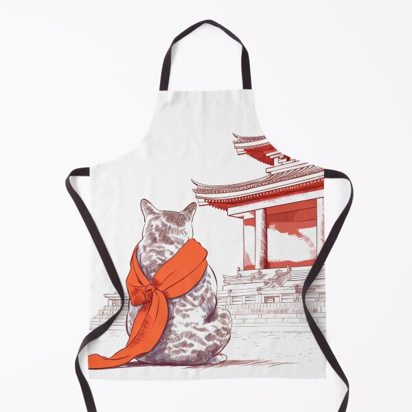 Item preview, Cat monk prays in front of a Japanese time designed and sold by Oonyme.