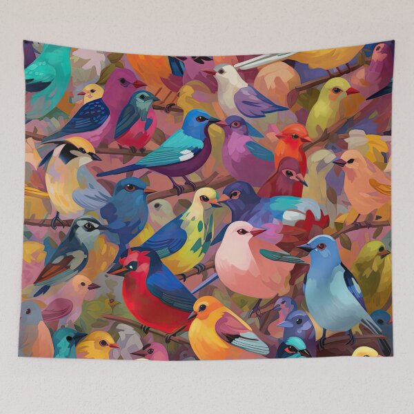 Item preview, Everybirdy Colorful Birds Pattern designed and sold by Pixel  Playground.