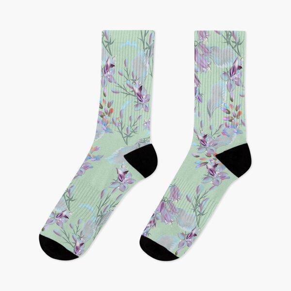 Item preview, Purple Orchids Yellow Green Background Floral Pattern designed and sold by Jaydee001.