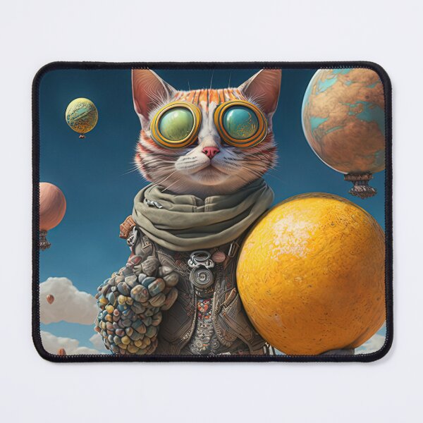 Item preview, Environmentalist Cyberpunk Cat celebrating Earth Day - surrealist AI Generated Art designed and sold by Flowsaiartshop.