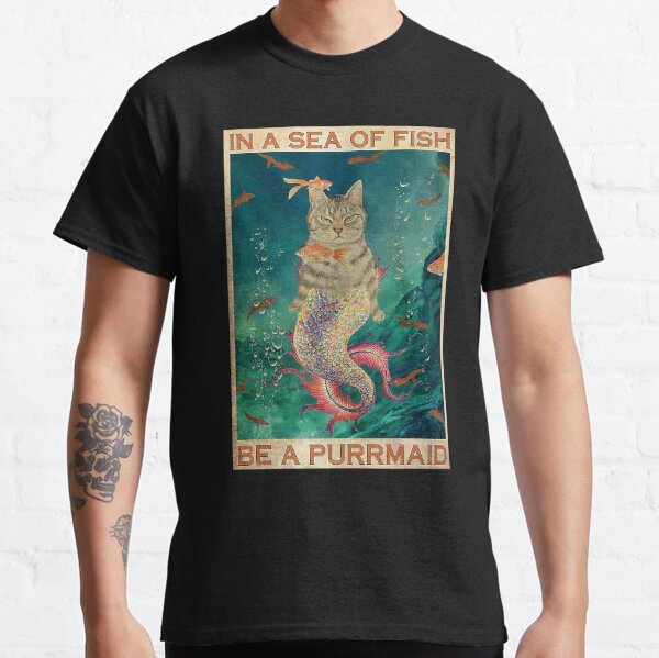 In A Sea Full Of Fish Be A Purrmaid Vintage Fishing T-shirt