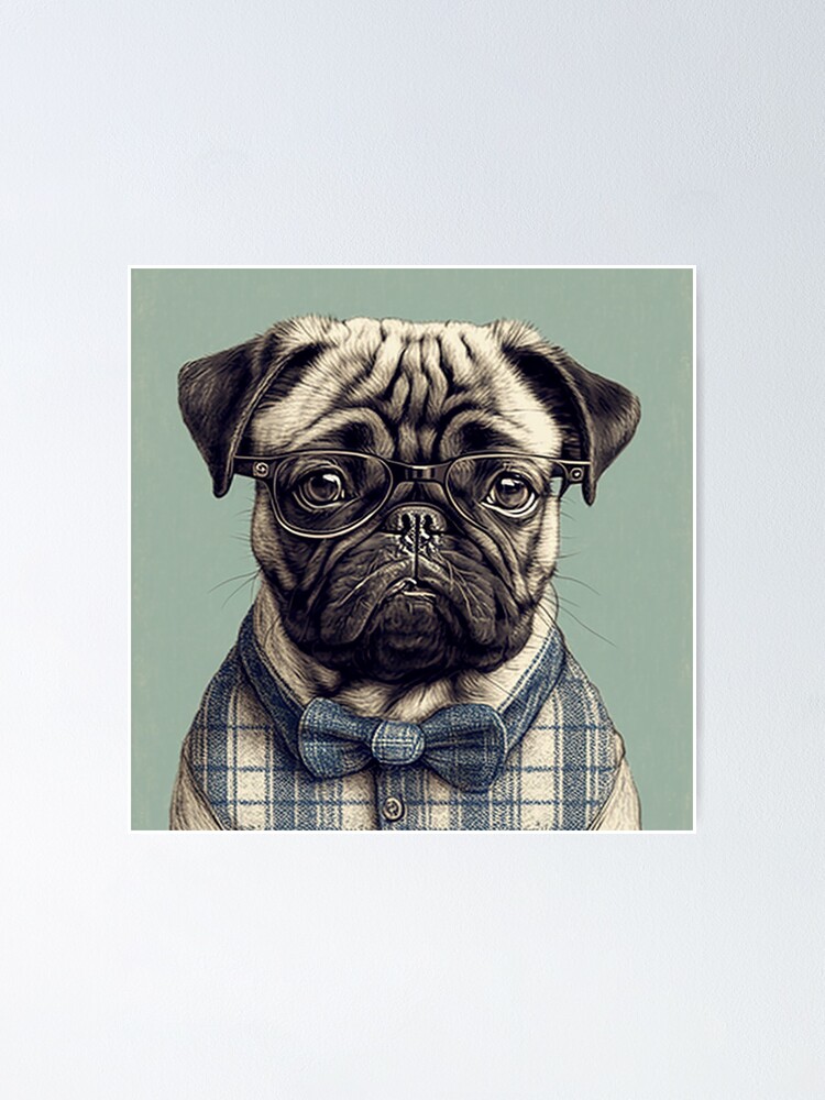 pug with sunglasses. Poster