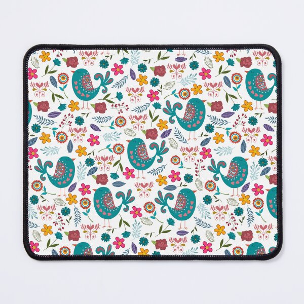 Item preview, Whimsical Folk Art Turquoise Birds and Botonicals designed and sold by BEllenDesigns.