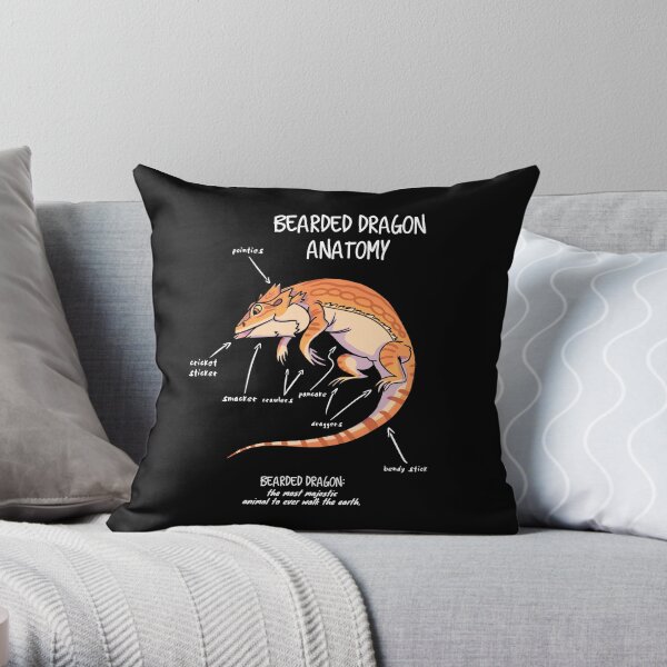bearded dragon anatomy Throw Pillow