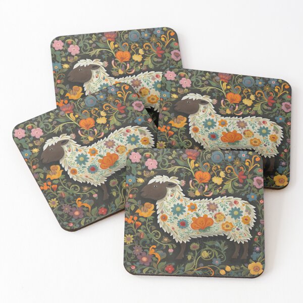 Artikelvorschau, Rosemaling-Schafe mit Blumen entworfen und verkauft von thaneydesign.