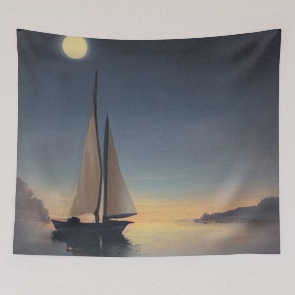 Item preview, sailboat under the moonlight designed and sold by Mrcjs.