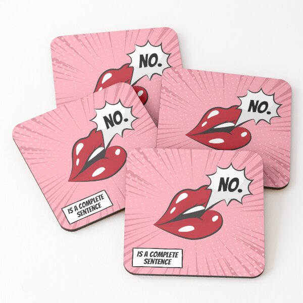 Item preview, NO is a Complete Sentence | Pink & Red Lips Popart Design designed and sold by SolPotts.