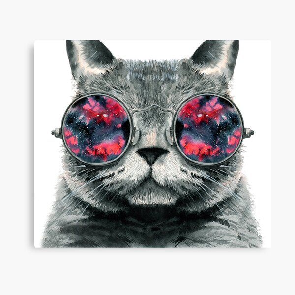 Item preview, Watercolor cat in red glasses designed and sold by MaryWatercolor.