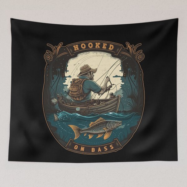 Item preview, Hooked On Bass - A Bass Fishing Design designed and sold by Mindful-Designs.