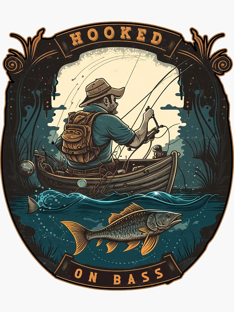 Hooked On Bass - A Bass Fishing Design | Sticker