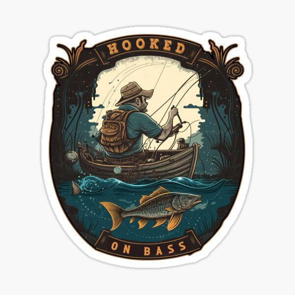 Hooked On Bass - A Bass Fishing Design Sticker for Sale by Mindful-Designs