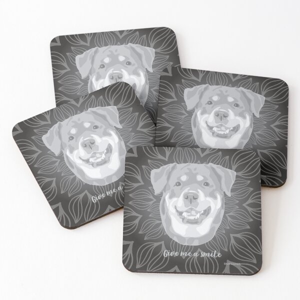 Item preview, DuFauna Rottweiler Black and White Face "Give me a smile" designed and sold by DuFauna.