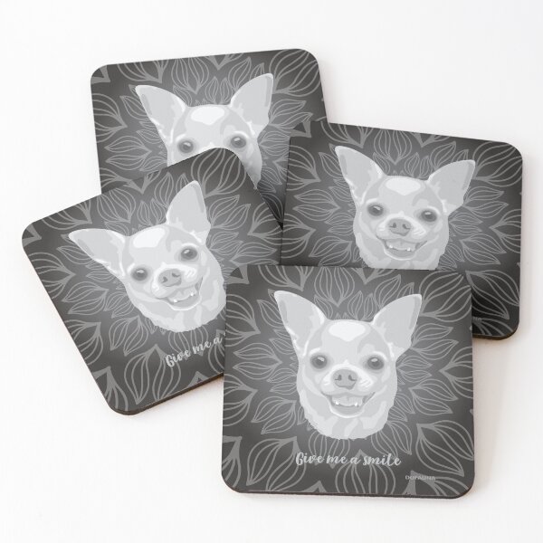 Item preview, DuFauna Chihuahua Black and White Face "Give me a smile" designed and sold by DuFauna.