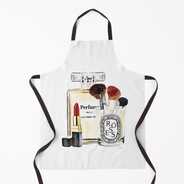 Item preview, Watercolor Perfume bottle with lipstick and makeup brushes designed and sold by AmandaGreenwood.
