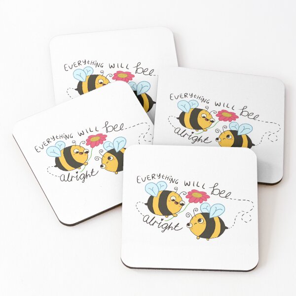 Item preview, Everything will bee alright - Cute Encouraging Bees designed and sold by Alicia.Makes.Art.