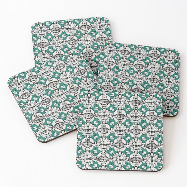 Item preview, Retro Tile Pattern Green, milky white and little black and silver designed and sold by RetroTile.