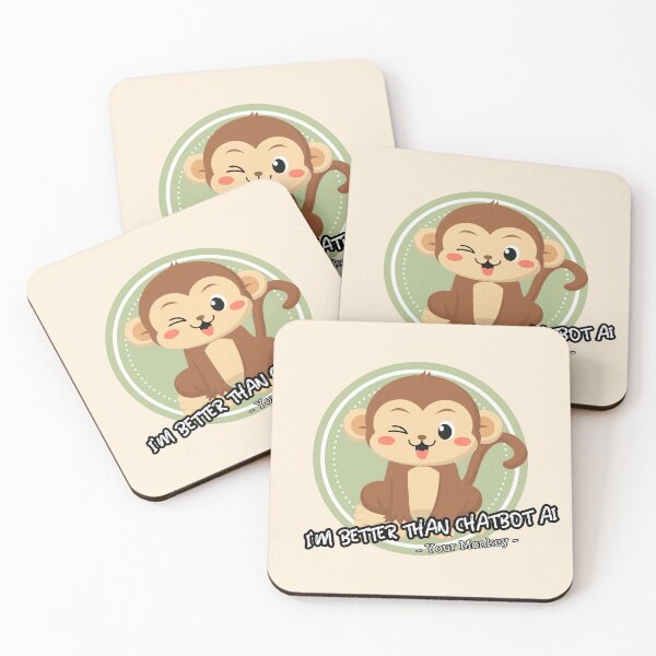 Item preview, better than chatbot AI - cute monkey designed and sold by PositiveIdeas.