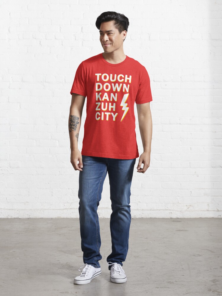 Discover Touchdown Kansas City Chiefs Football Tshirt | Touch Down Kan Zuh City Chiefs | KC Red Kingdom Shirt | Chiefs Champions | Essential T-Shirt 