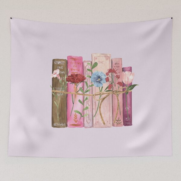 Item preview, Pink Purple Flowers and Books Watercolor  designed and sold by Nature Hues.