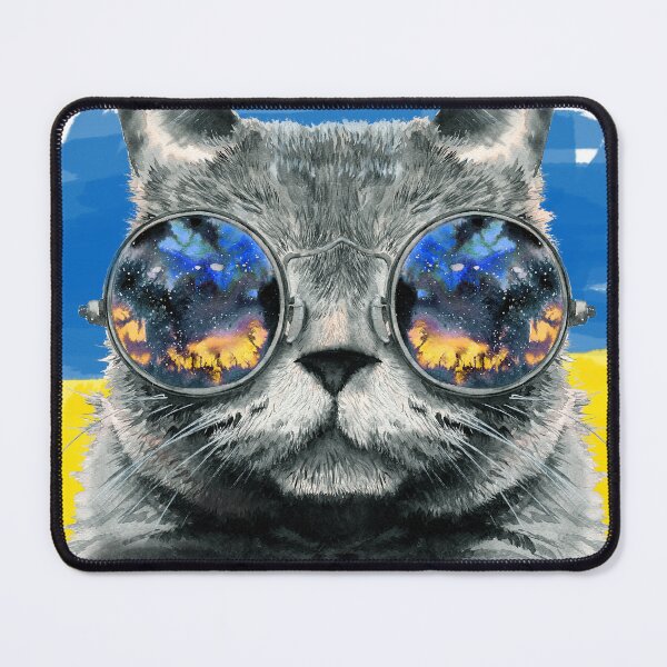 Item preview, Watercolor cat in glasses Ukraine designed and sold by MaryWatercolor.
