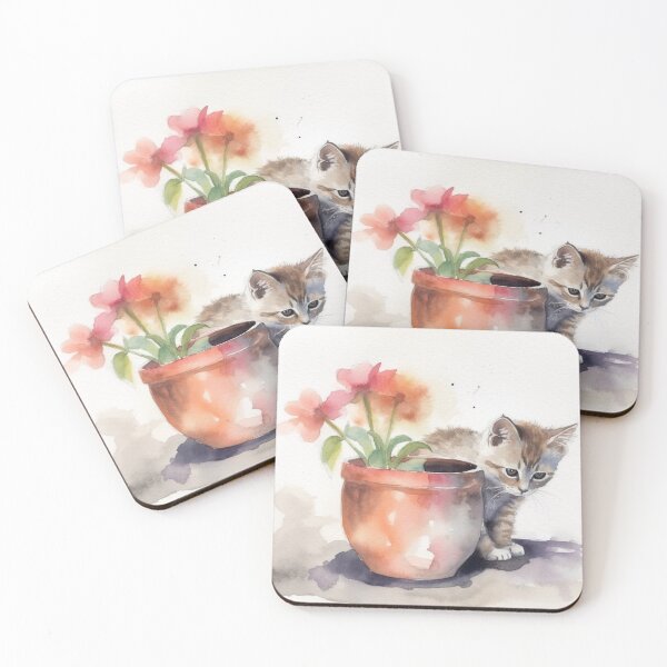 Artikelvorschau, Entzückende Aquarellmalerei eines Kätzchens entworfen und verkauft von WhimsyWear-Fun.