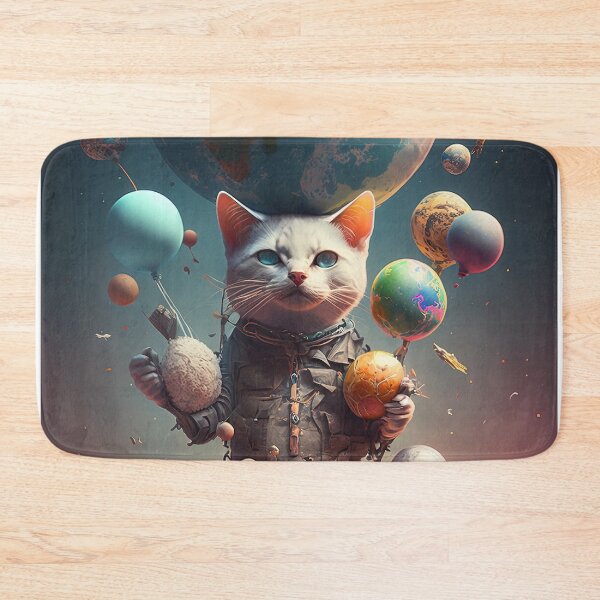 Item preview,  Environmentalist Cyberpunk Cat celebrating Earth Day - surrealist AI Generated Art designed and sold by Flowsaiartshop.