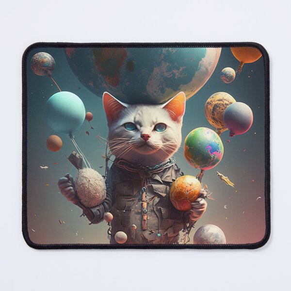 Item preview,  Environmentalist Cyberpunk Cat celebrating Earth Day - surrealist AI Generated Art designed and sold by Flowsaiartshop.