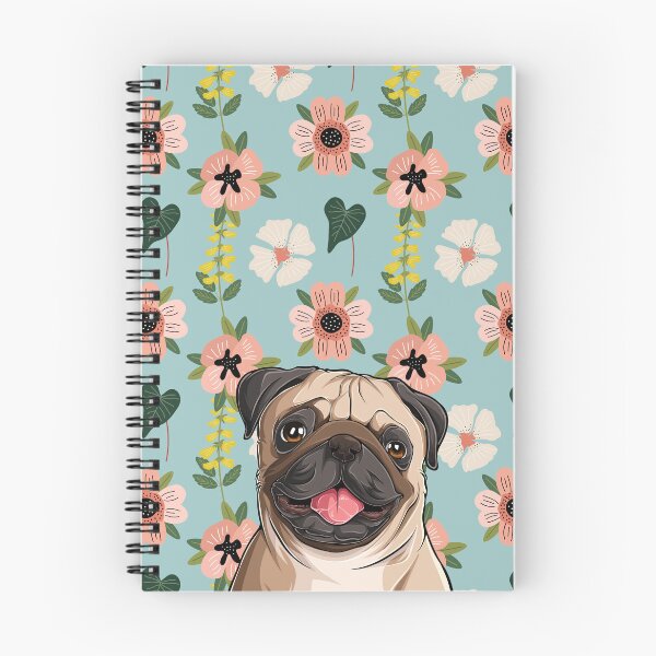 Item preview, Pug Dog Head with Spring Flower Pattern Background designed and sold by SeasonalDogs.
