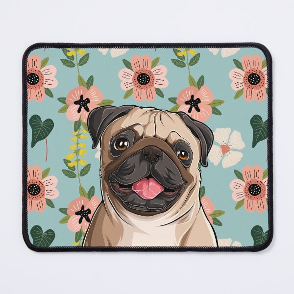 Item preview, Pug Dog Head with Spring Flower Pattern Background designed and sold by SeasonalDogs.