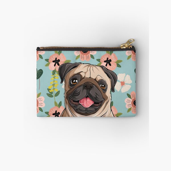 Item preview, Pug Dog Head with Spring Flower Pattern Background designed and sold by SeasonalDogs.