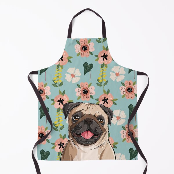 Item preview, Pug Dog Head with Spring Flower Pattern Background designed and sold by SeasonalDogs.