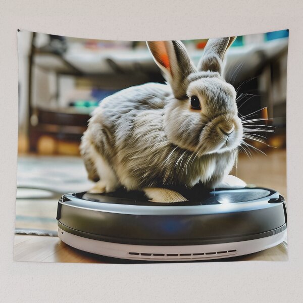 Item preview, Rabbit on a Roomba designed and sold by Steeshirts.