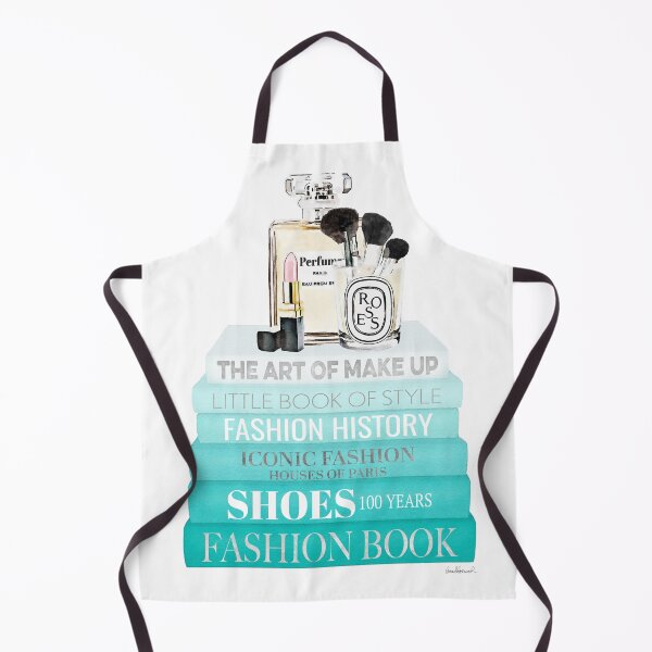 Item preview, Teal, blue, Fashion books watercolor with perfume bottle, pink lipstick & make up brushes designed and sold by AmandaGreenwood.