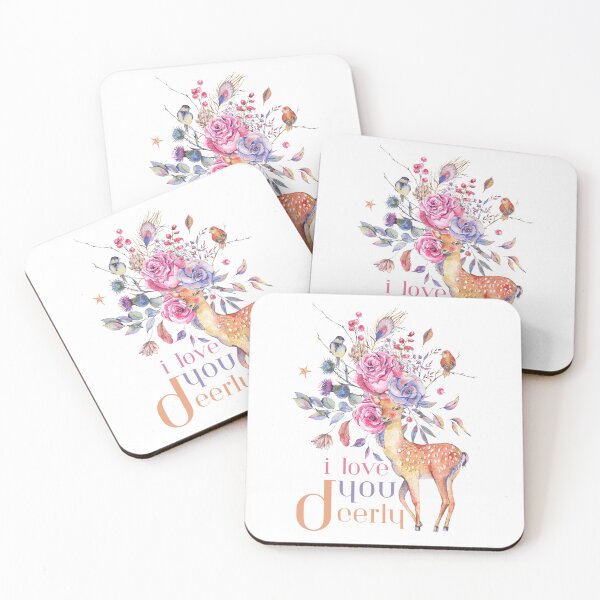 Item preview, I Love You Deerly waterclor deer designed and sold by 4youwithlove2.