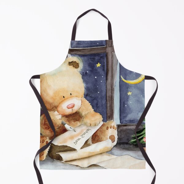 Item preview, Watercolor illustration of a teddy bear writing a letter to Santa Claus designed and sold by MaryWatercolor.