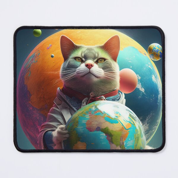 Item preview, Environmentalist Cyberpunk Cat celebrating Earth Day - surrealist AI Generated Art designed and sold by Flowsaiartshop.