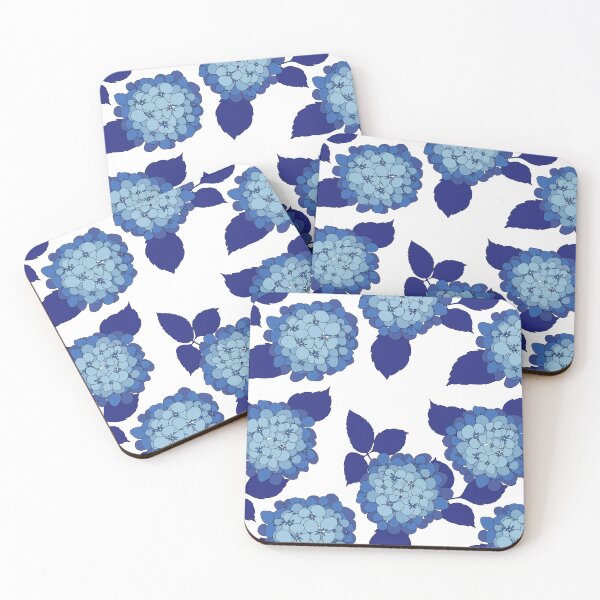 Item preview, Hamptons Blue and White Hydrangea Flowers Pattern designed and sold by HotHibiscus.