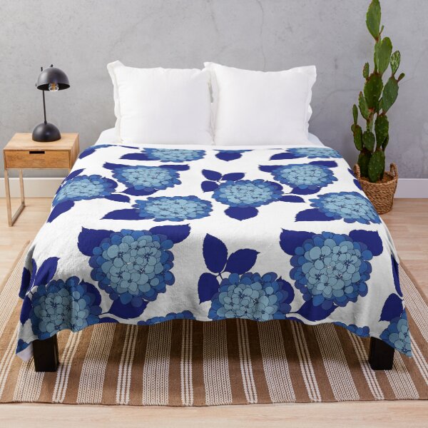 Item preview, Hamptons Blue and White Hydrangea Flowers Pattern designed and sold by HotHibiscus.